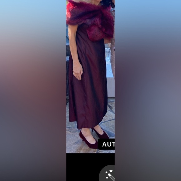Vintage Ann Taylor Loft Burgundy Strapless Dress,  Faux Fur Stole &Heart Glasses - Picture 16 of 16